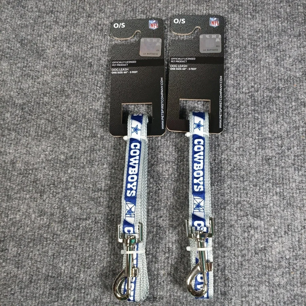 Dallas Cowboys Dog Leash Pet O/S Silver Blue NFL Licensed 5ft NFL Pets First